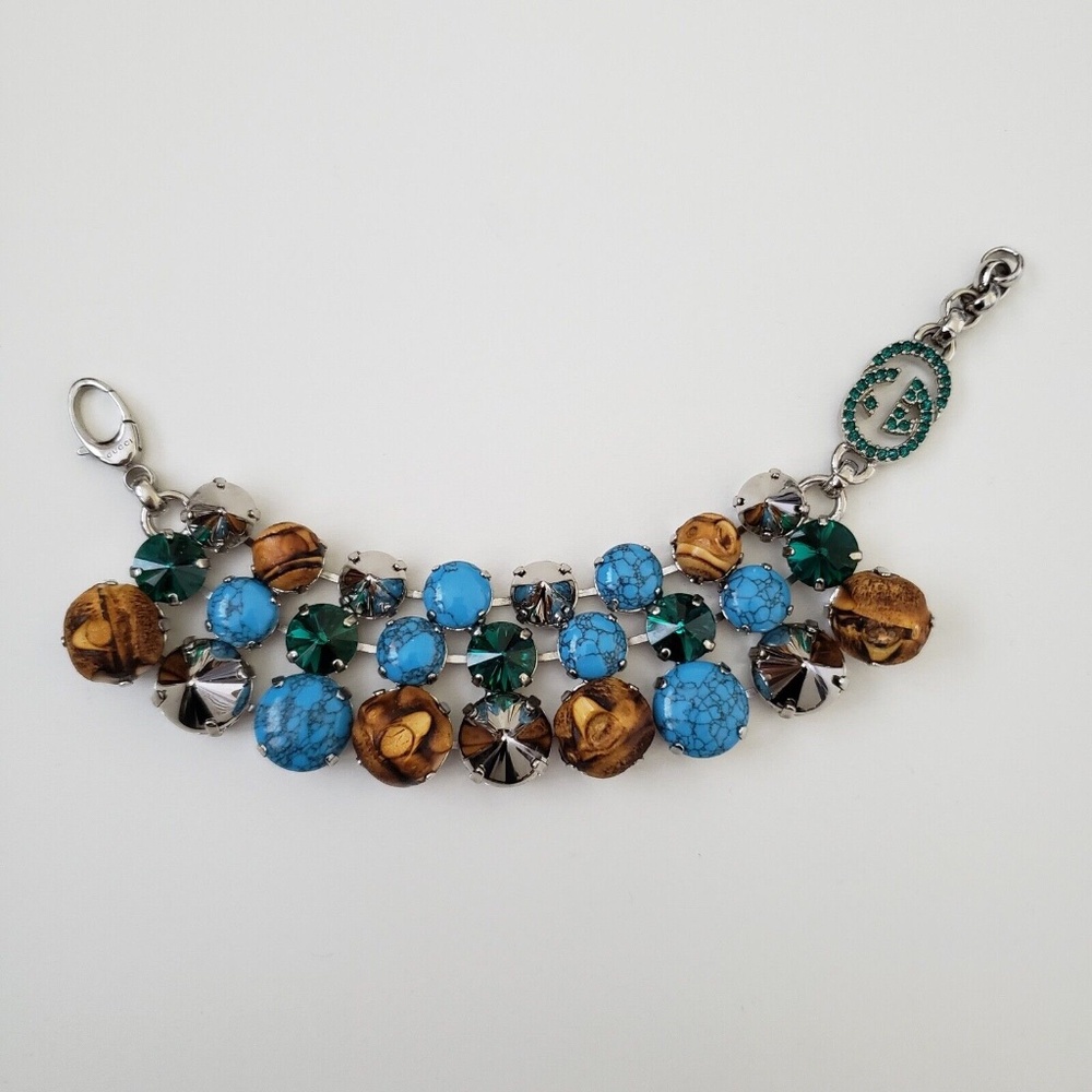 Gucci Statement Necklace & Bracelet Set Bamboo Swarovski Crystals - Picture 9 of 12